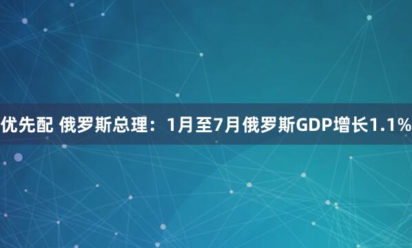 优先配 俄罗斯总理：1月至7月俄罗斯GDP增长1.1%